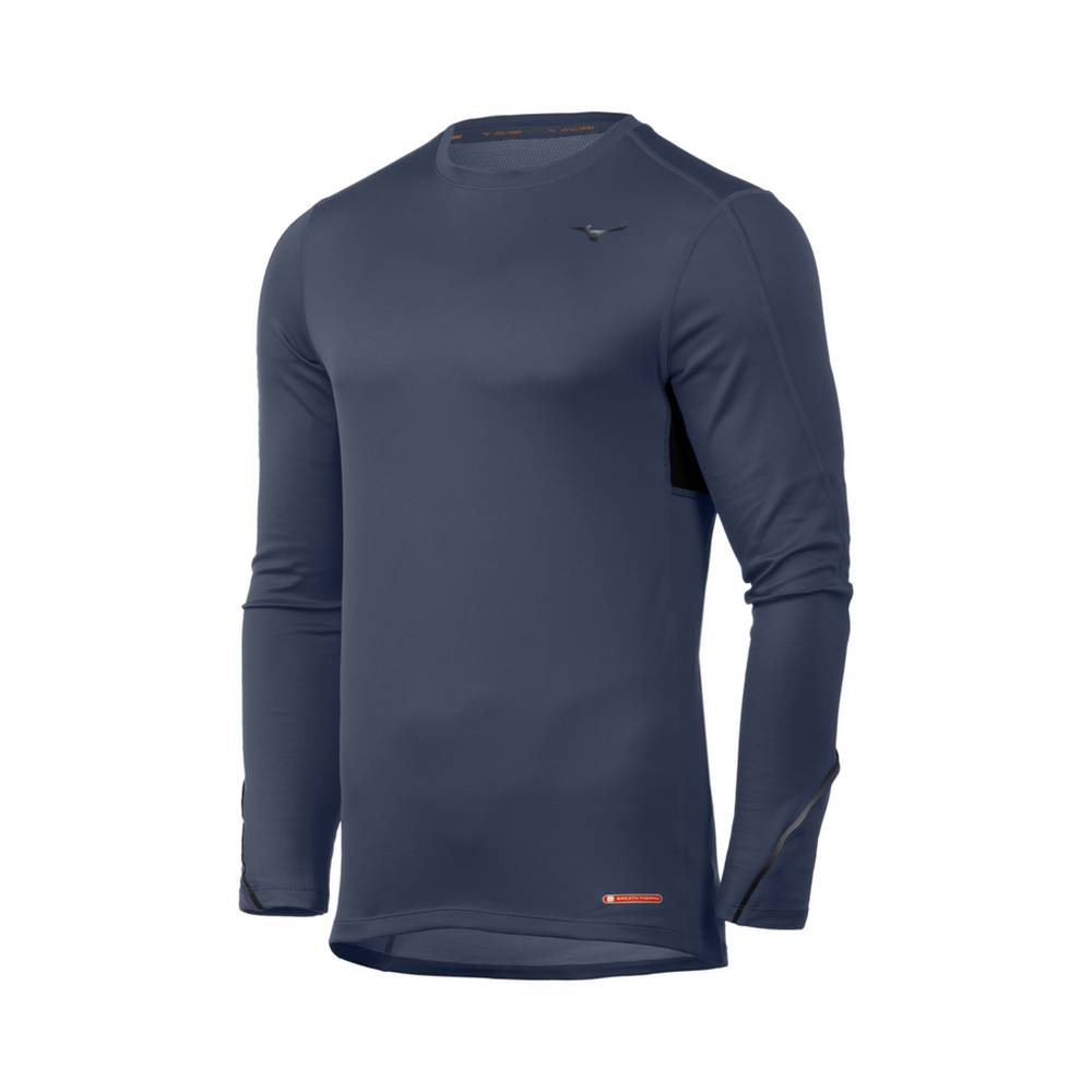 Base Layer Mizuno Breath Thermo® Long Sleeve Para Hombre Azules/Negros 1269380-HY